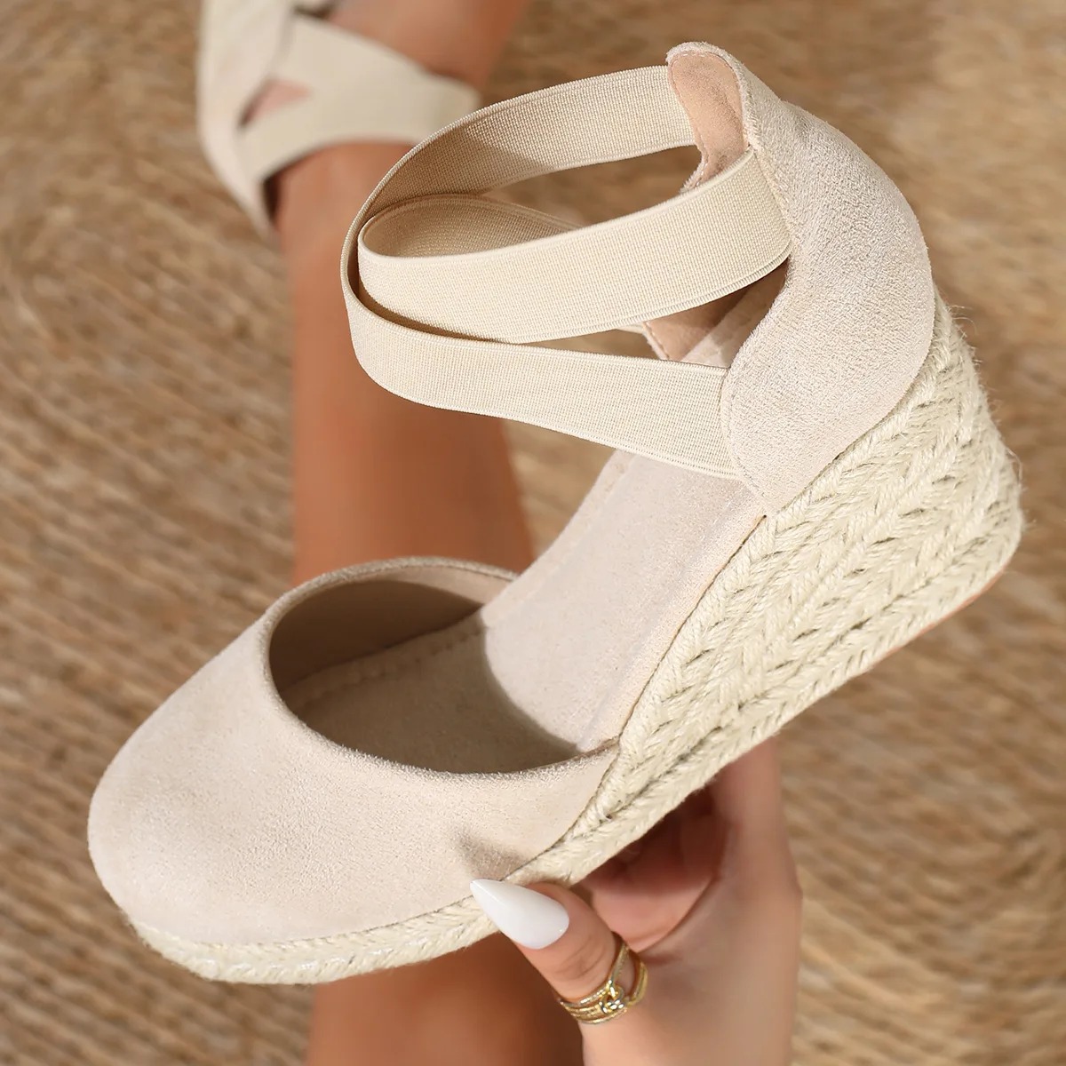Espadrille Slip On - Sandali Espadrillas con Zeppa e Cinturino