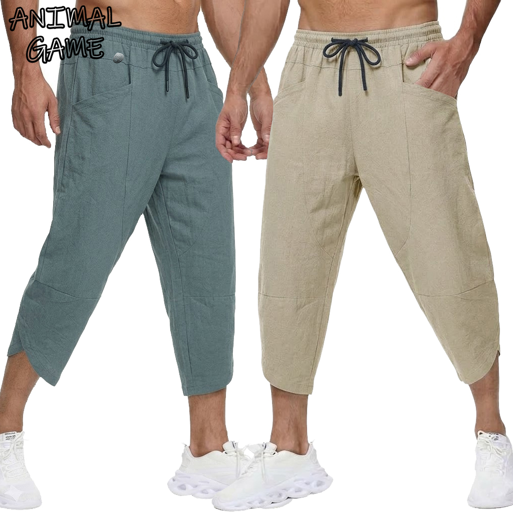 Short Linen Drawstring - Pantaloni corti casual da uomo in