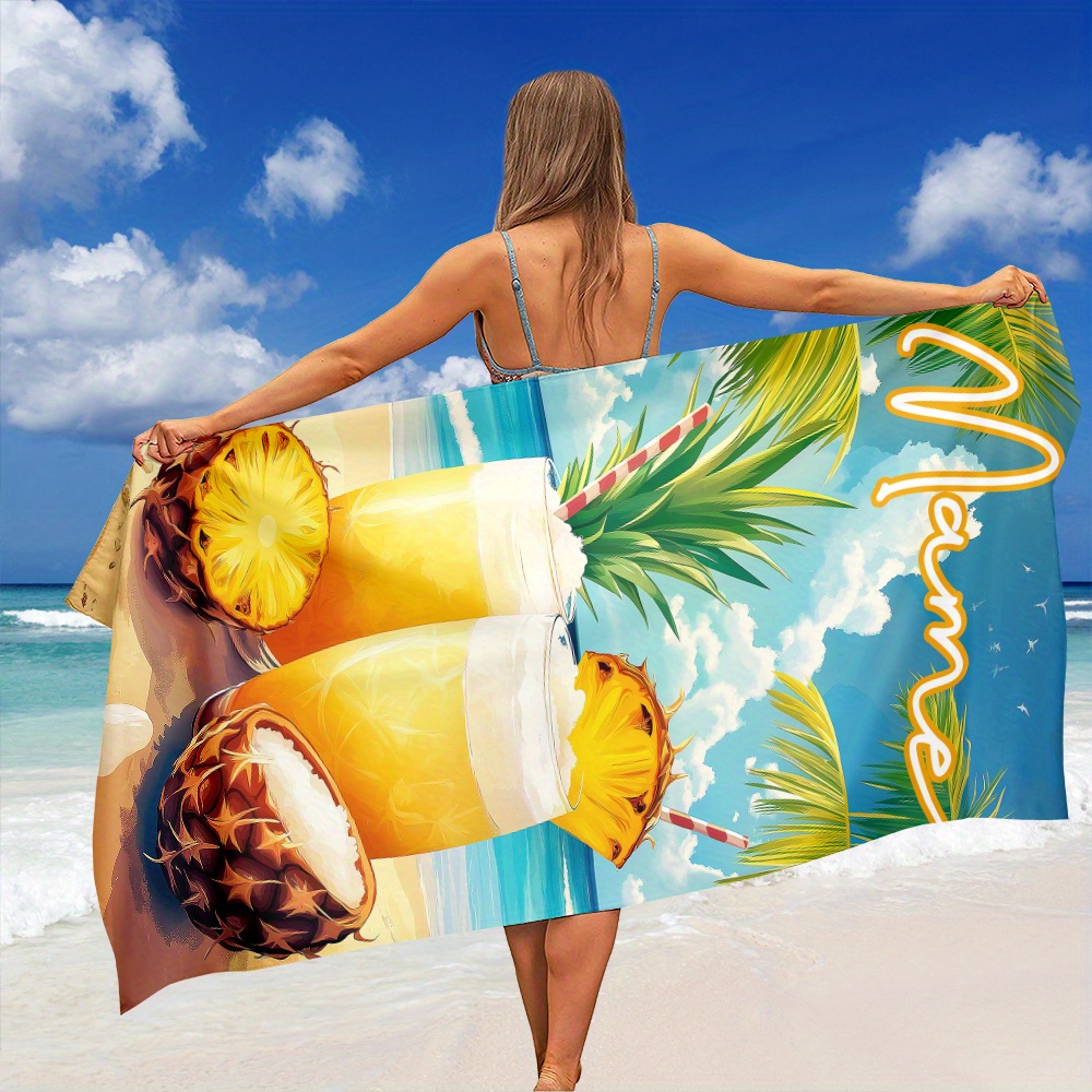 Beach Towel Large - Asciugamano da Spiaggia Personalizzato con Nome/Testo,