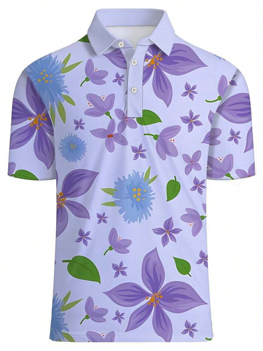 Polo Shirt Pique - Camicia Piqué Floreale da Uomo a