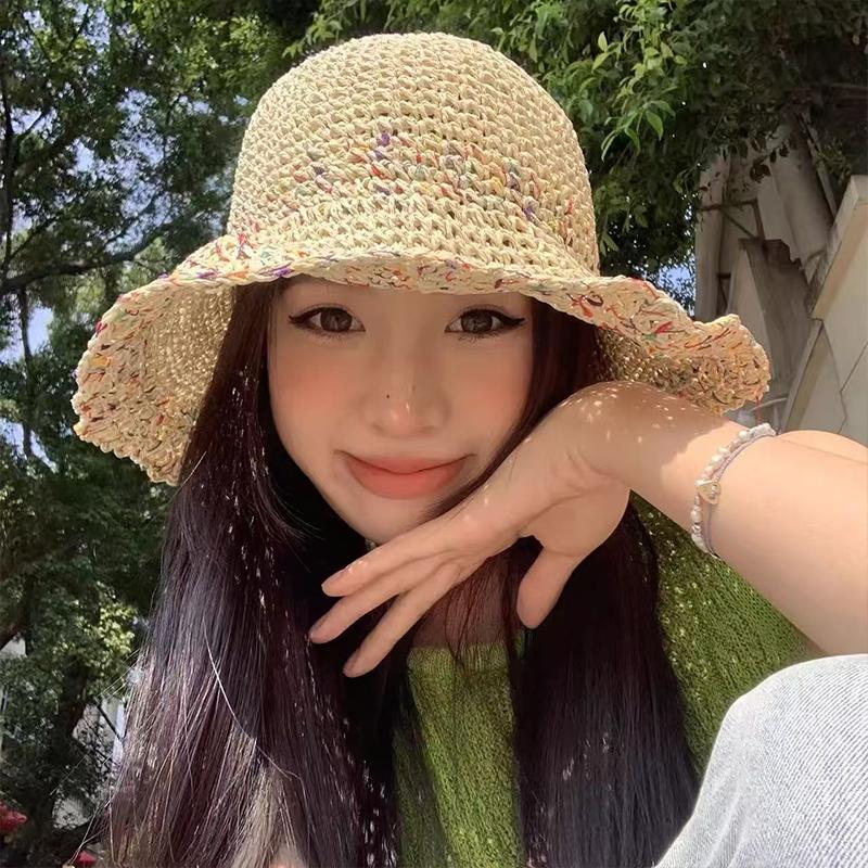 Bucket Hat Straw - Cappello da donna in paglia arcobaleno