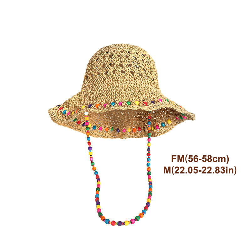 Bucket Hat Straw - Cappello da Spiaggia Retrò Versatile con