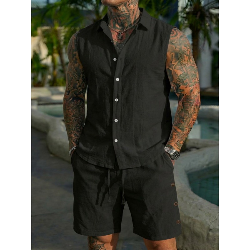 Completo da uomo 2 pezzi in li - Short Linen Drawstring recensione e prezzo